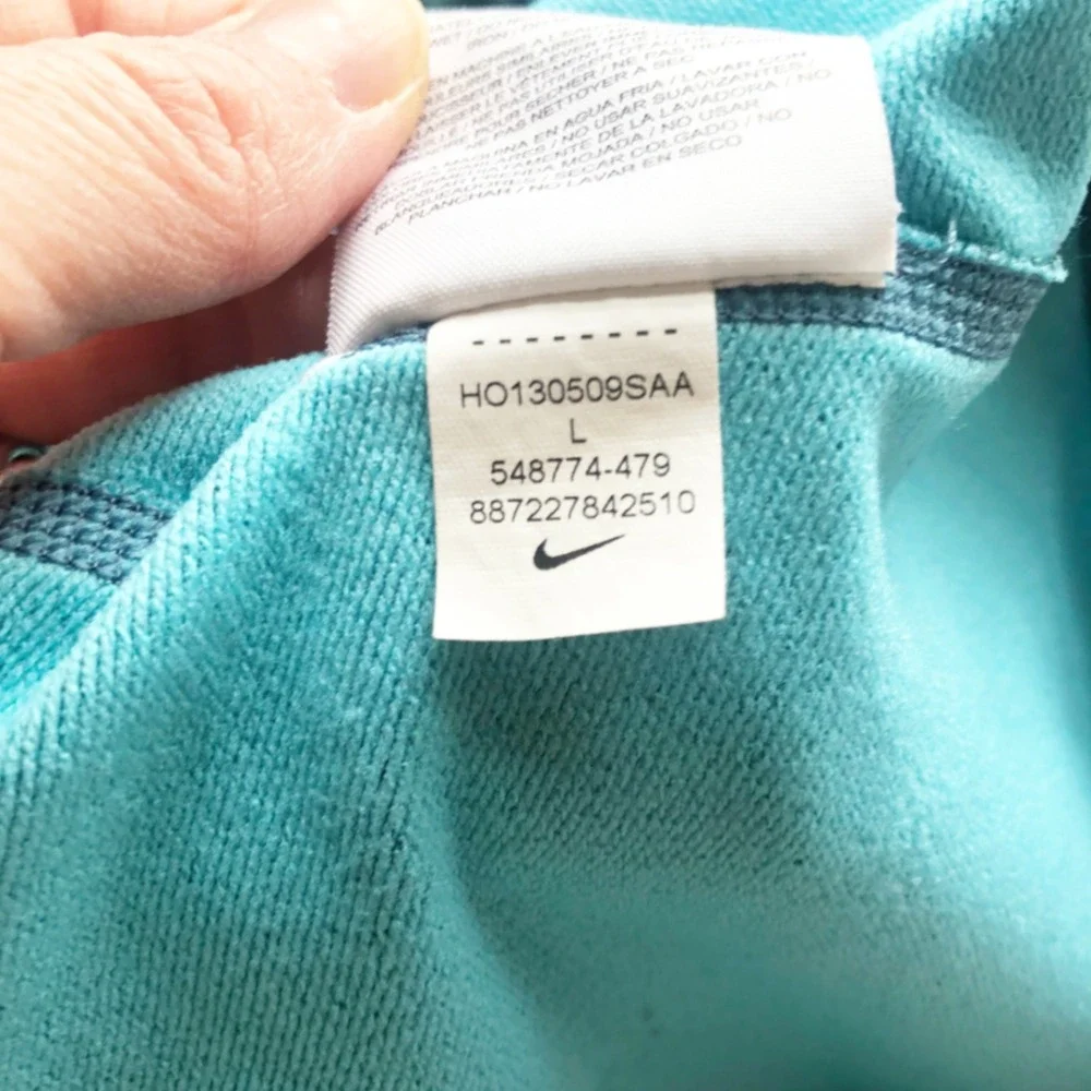 Nike Sweatshirt Womens Large Pro Hoodie Teal Green Long Sleeve